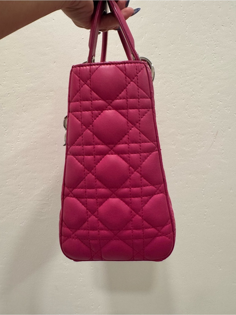 Dior Lady Dior Hot Pink Quilted leather small with Silver Hardware - Picture 5 of 10